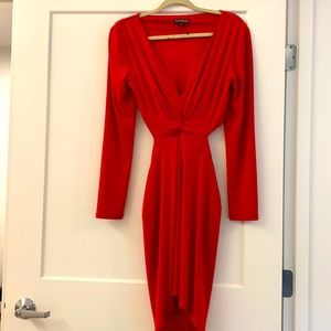 Red Maxi Express Dress with side cut out